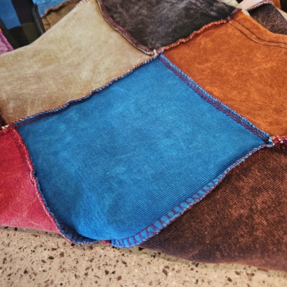 EUC BOHO PATCHWORK ZIP-UP HEAVY WEIGHT HOODIE!💜  Size LG - Picture 6 of 9